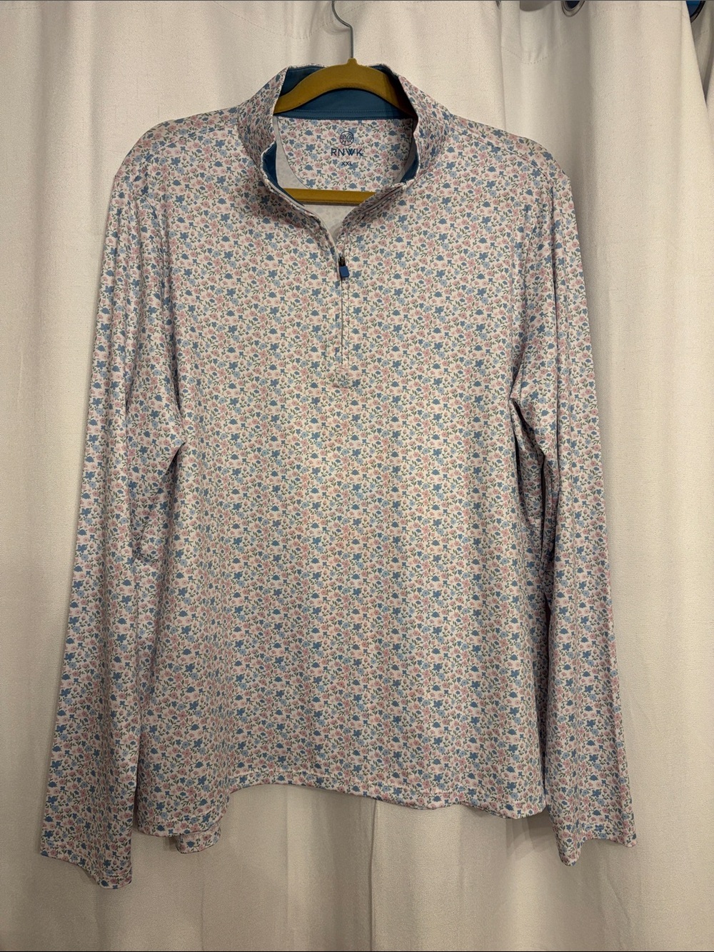 RNWK Women’s Floral Quarter-Zip Pullover in Light Blue and Pink